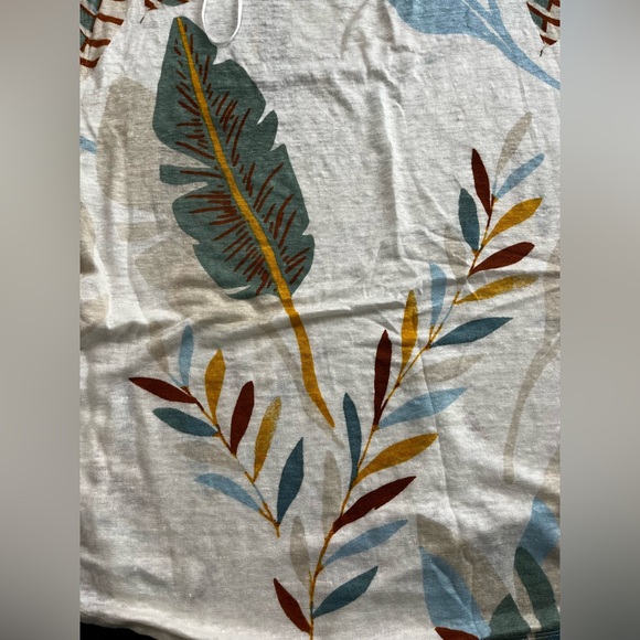 Cynthia Rowley Womens Size Large Short Sleeve 100% Linen Top Botanical Neutral - Picture 6 of 14